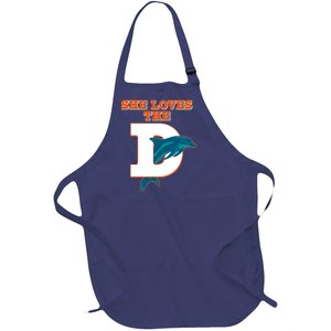 Funny She Loves The D Miami Football Fan Full-Length Apron With Pockets