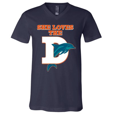 Funny She Loves The D Miami Football Fan V-Neck T-Shirt