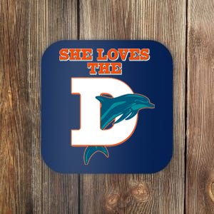 Funny She Loves The D Miami Football Fan Coaster