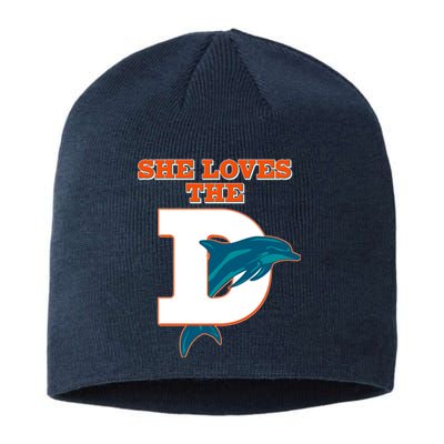 Funny She Loves The D Miami Football Fan Sustainable Beanie