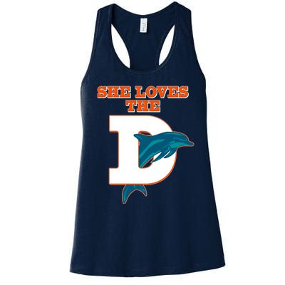 Funny She Loves The D Miami Football Fan Women's Racerback Tank