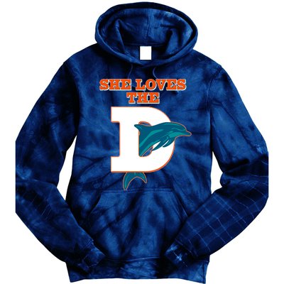 Funny She Loves The D Miami Football Fan Tie Dye Hoodie