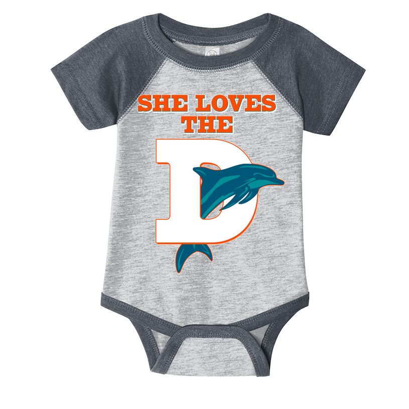 Funny She Loves The D Miami Football Fan Infant Baby Jersey Bodysuit