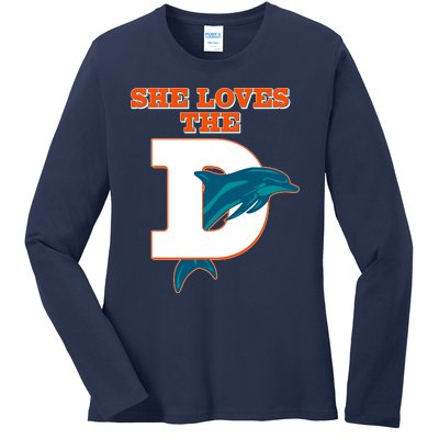 Funny She Loves The D Miami Football Fan Ladies Long Sleeve Shirt