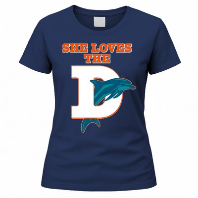 Funny She Loves The D Miami Football Fan Women's T-Shirt