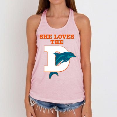 Funny She Loves The D Miami Football Fan Women's Knotted Racerback Tank