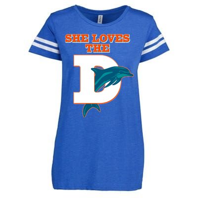 Funny She Loves The D Miami Football Fan Enza Ladies Jersey Football T-Shirt