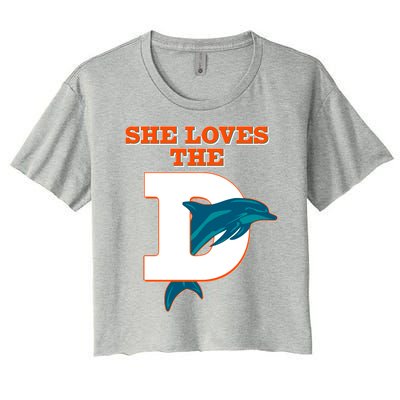 Funny She Loves The D Miami Football Fan Women's Crop Top Tee