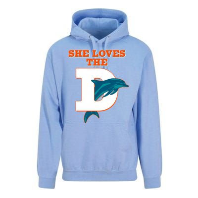 Funny She Loves The D Miami Football Fan Unisex Surf Hoodie