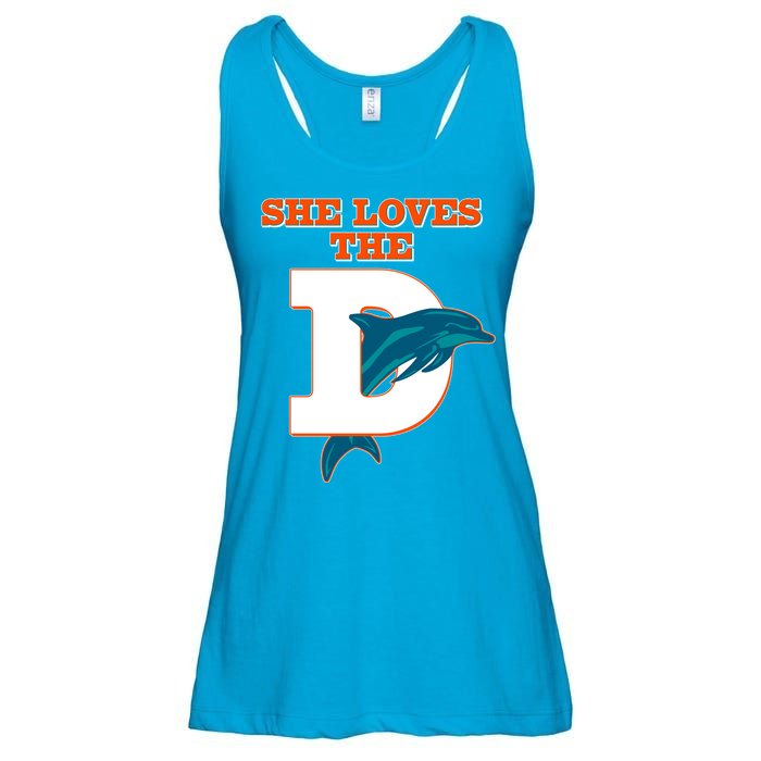 Funny She Loves The D Miami Football Fan Ladies Essential Flowy Tank