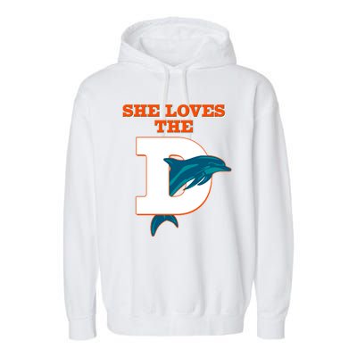 Funny She Loves The D Miami Football Fan Garment-Dyed Fleece Hoodie