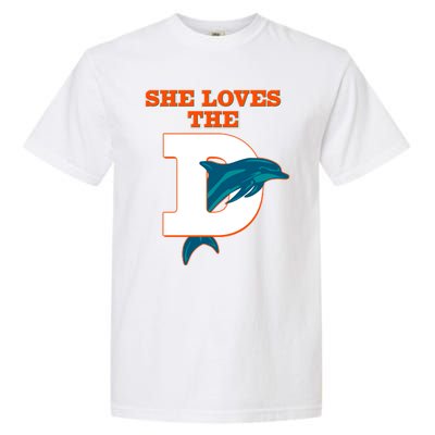 Funny She Loves The D Miami Football Fan Garment-Dyed Heavyweight T-Shirt