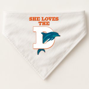 Funny She Loves The D Miami Football Fan USA-Made Doggie Bandana