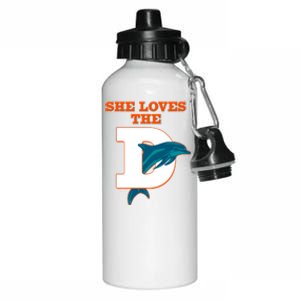 Funny She Loves The D Miami Football Fan Aluminum Water Bottle