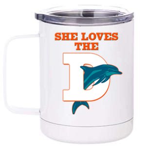 Funny She Loves The D Miami Football Fan 12 oz Stainless Steel Tumbler Cup