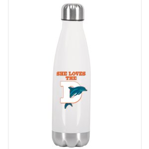 Funny She Loves The D Miami Football Fan Stainless Steel Insulated Water Bottle