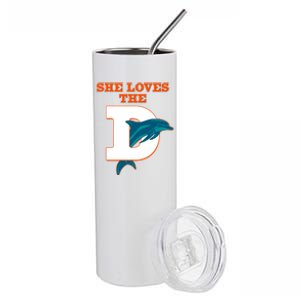 Funny She Loves The D Miami Football Fan Stainless Steel Tumbler