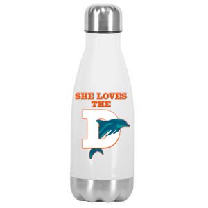 Funny She Loves The D Miami Football Fan Stainless Steel Insulated Water Bottle