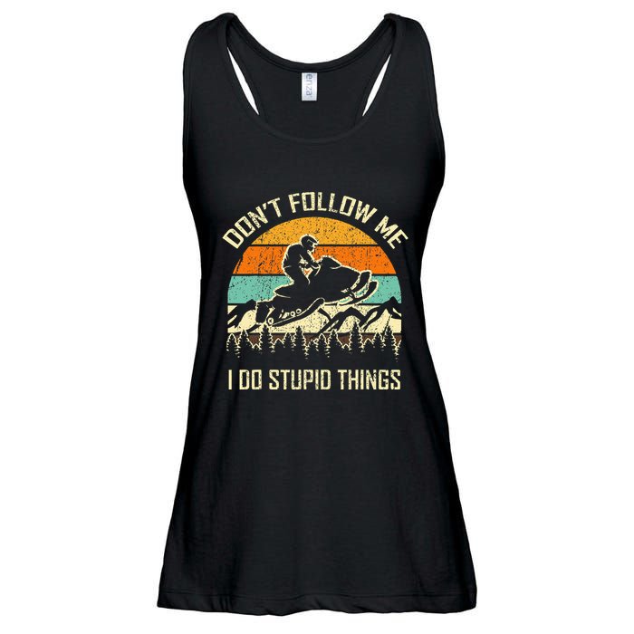 Funny Snowmobile Lover DonT Follow Me I Do Stupid Things Ladies Essential Flowy Tank