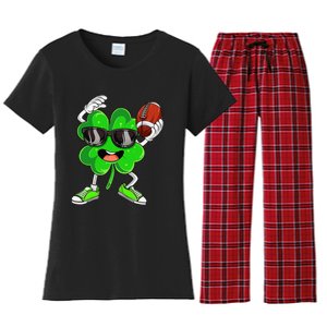 Football Shamrock Lucky Clover Irish St Patrick's Day Women's Flannel Pajama Set