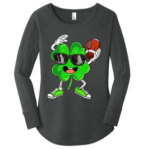 Football Shamrock Lucky Clover Irish St Patrick's Day Women's Perfect Tri Tunic Long Sleeve Shirt