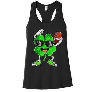 Football Shamrock Lucky Clover Irish St Patrick's Day Women's Racerback Tank