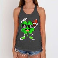 Football Shamrock Lucky Clover Irish St Patrick's Day Women's Knotted Racerback Tank