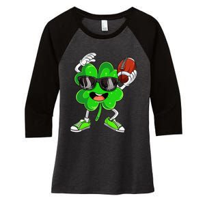 Football Shamrock Lucky Clover Irish St Patrick's Day Women's Tri-Blend 3/4-Sleeve Raglan Shirt