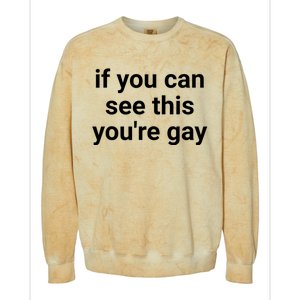 Funny Saying Men Pride Gay If You Can See This Youre Gay Colorblast Crewneck Sweatshirt