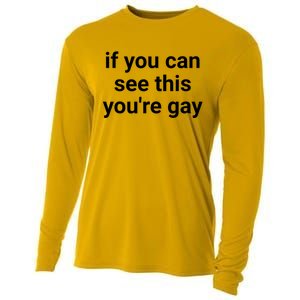 Funny Saying Men Pride Gay If You Can See This Youre Gay Cooling Performance Long Sleeve Crew