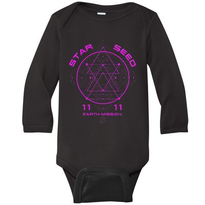 funny Starseed Mission Sacred Geometry Baby Long Sleeve Bodysuit