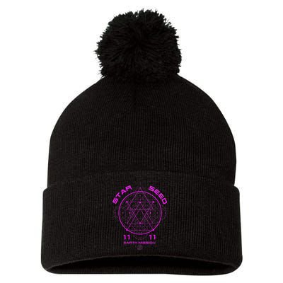 funny Starseed Mission Sacred Geometry Pom Pom 12in Knit Beanie