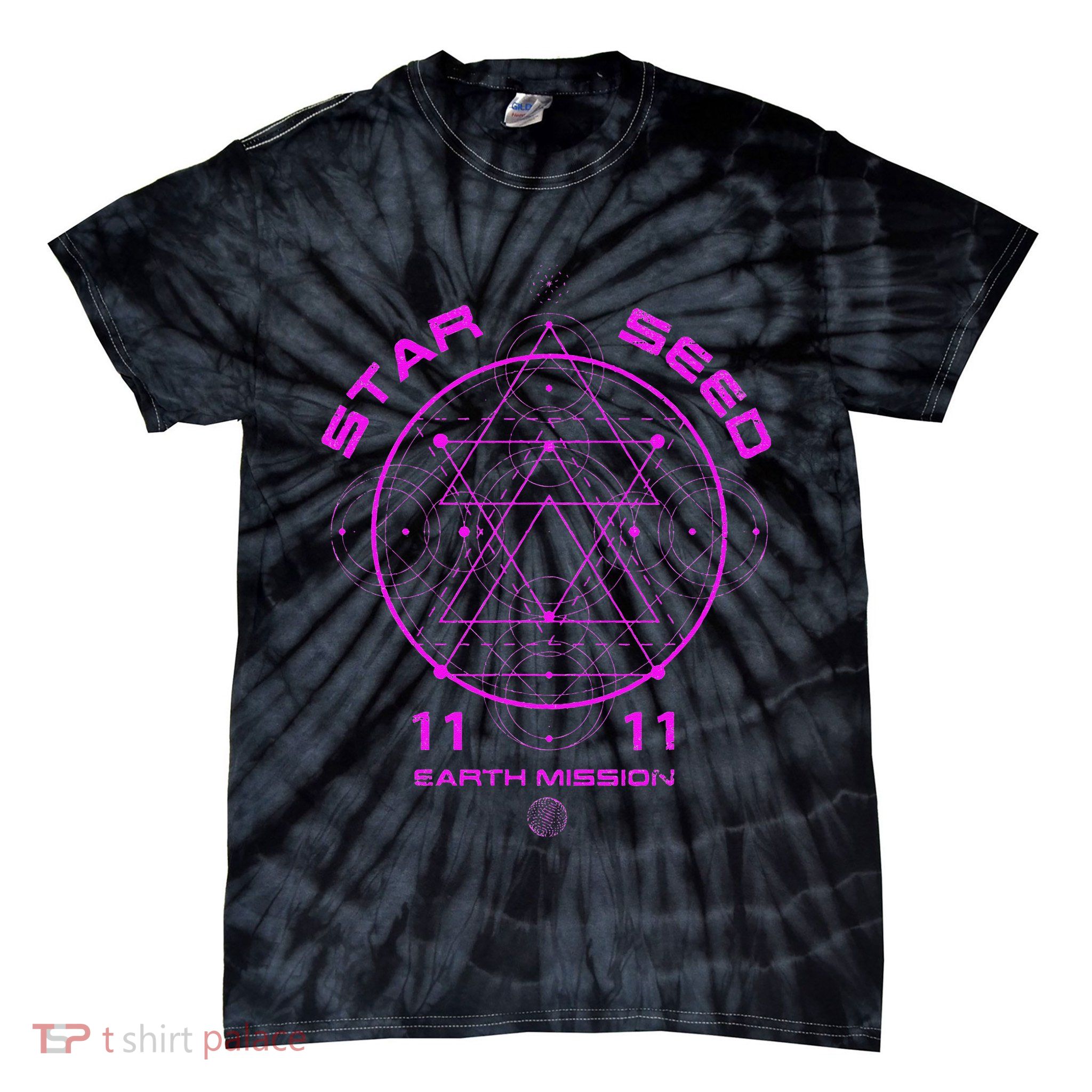 funny Starseed Mission Sacred Geometry Tie-Dye T-Shirt