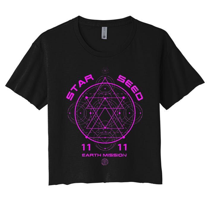 funny Starseed Mission Sacred Geometry Women's Crop Top Tee