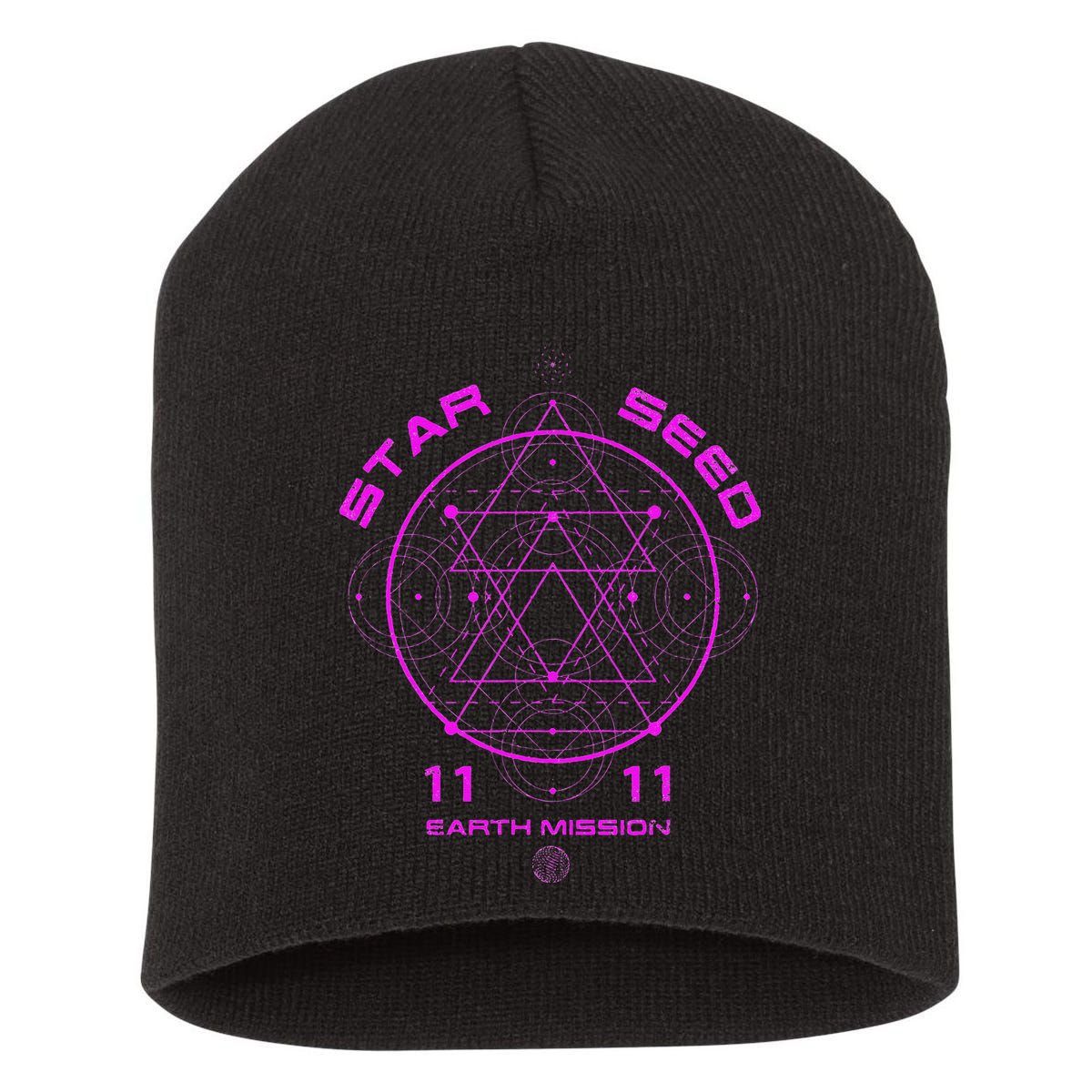 funny Starseed Mission Sacred Geometry Short Acrylic Beanie
