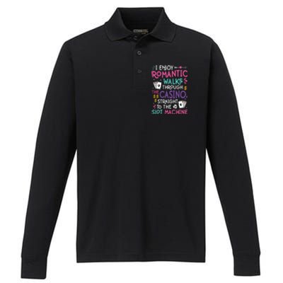 Funny Slot Machine Gambling Casino Gambler Vegas Gift Idea Performance Long Sleeve Polo