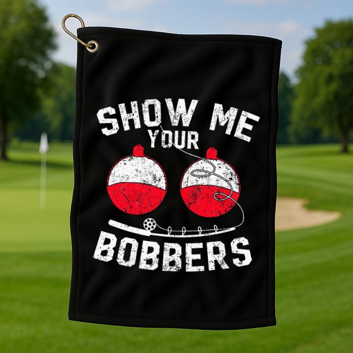 Funny Show Me Your Bobbers Cool Fishing Golf Towel