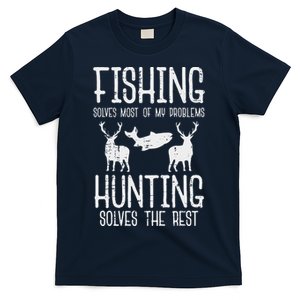 Fishing Solves Most Problems Hunting Rest Funny T-Shirt