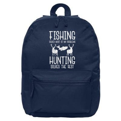Fishing Solves Most Problems Hunting Rest Funny 16 in Basic Backpack
