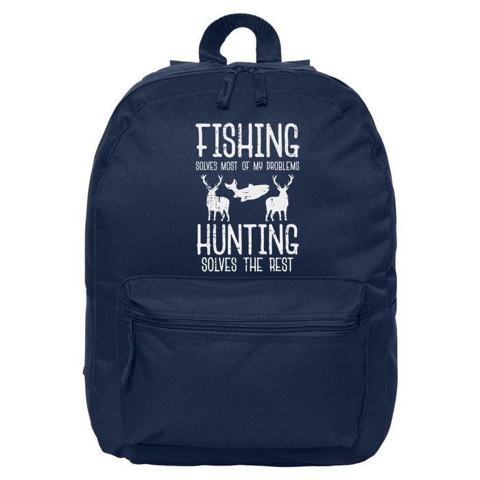 Fishing Solves Most Problems Hunting Rest Funny 16 in Basic Backpack