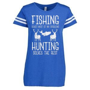 Fishing Solves Most Problems Hunting Rest Funny Enza Ladies Jersey Football T-Shirt