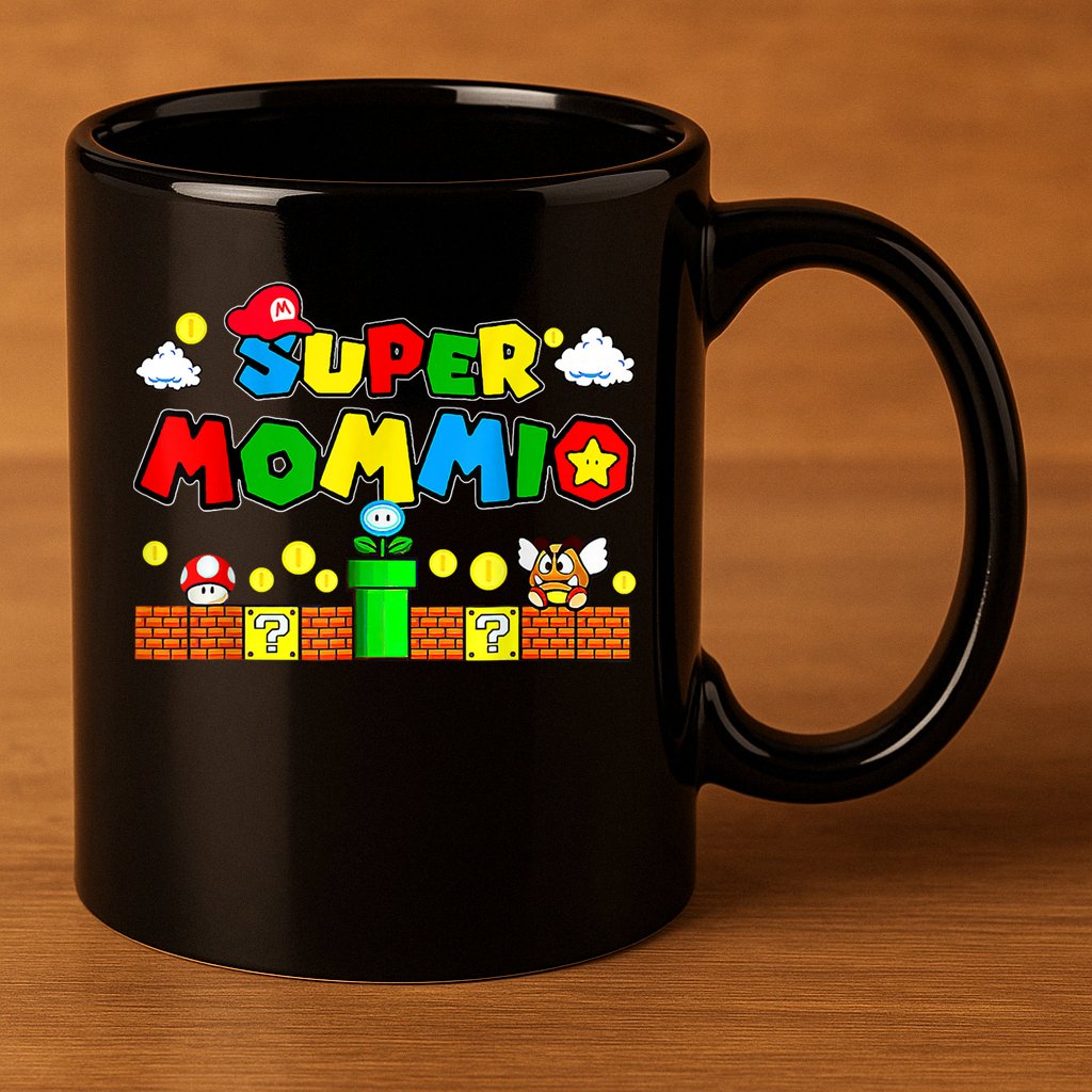 Funny Super Mommio Mothers Video Game Lovers 11oz C Handle Ceramic Mug