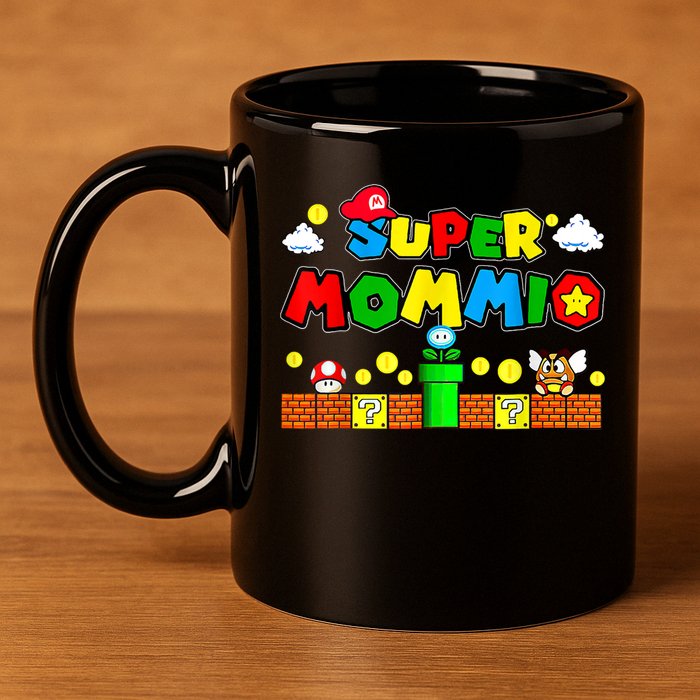 Funny Super Mommio Mothers Video Game Lovers 11oz C Handle Ceramic Mug
