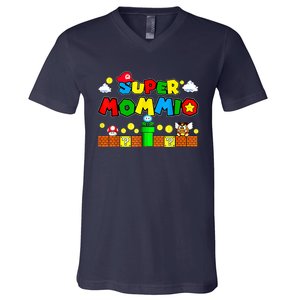 Funny Super Mommio Mothers Video Game Lovers V-Neck T-Shirt