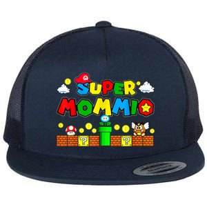 Funny Super Mommio Mothers Video Game Lovers Flat Bill Trucker Hat