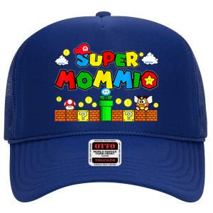 Funny Super Mommio Mothers Video Game Lovers High Crown Mesh Back Trucker Hat