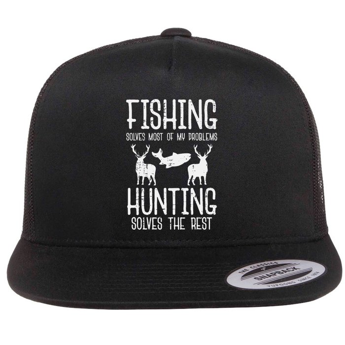 Fishing Solves Most Problems Hunting Rest Flat Bill Trucker Hat