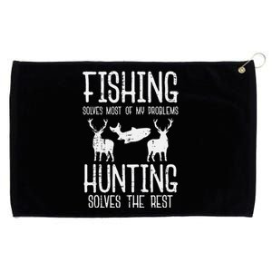 Fishing Solves Most Problems Hunting Rest Grommeted Golf Towel