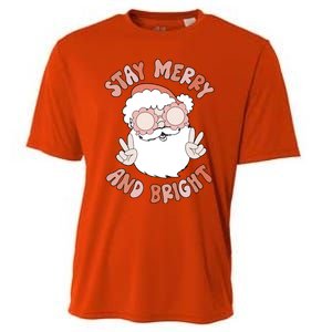 Funny Stay Merry And Bright Christmas Santa Claus Groovy Cute Gift Cooling Performance Crew T-Shirt