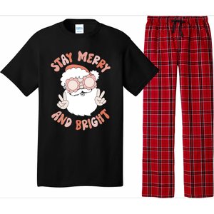 Funny Stay Merry And Bright Christmas Santa Claus Groovy Cute Gift Pajama Set